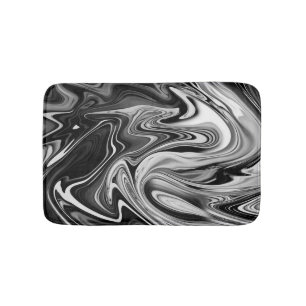 Elegant Marble 7 - Liquid Black and White Bath Mat