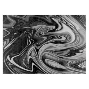 Elegant Marble 7 - Liquid Black and White Cutting Board
