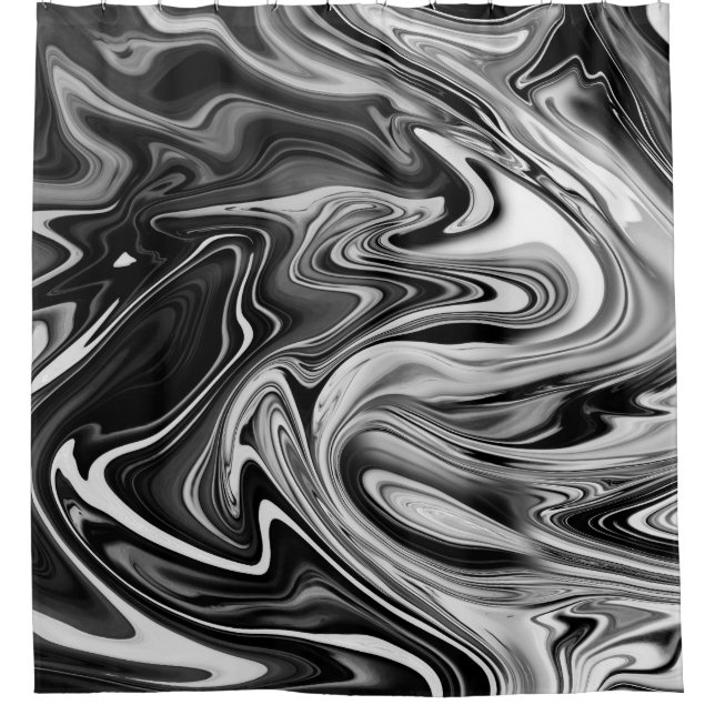 Elegant Marble 7 - Liquid Black and White Shower Curtain (Front)