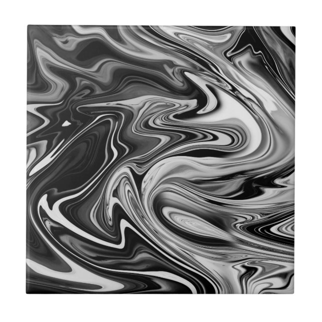 Elegant Marble 7 - Liquid Black and White Tile (Front)