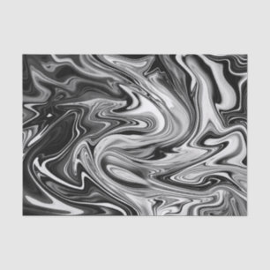 Elegant Marble 7 - Liquid Black and White Tissue Paper