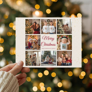 Elegant Marble 8 Photo Christmas Card