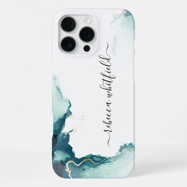 Elegant Marble Agate Pattern Script iPhone Case (Back)