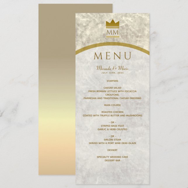 Elegant Marble and Gold Menu (Front/Back)