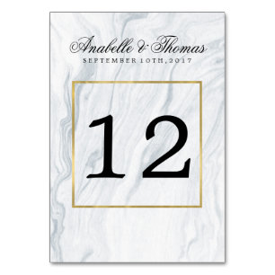 Elegant Marble and Gold Wedding Table Number