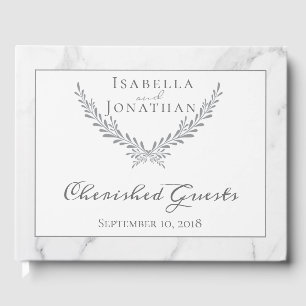 Elegant Marble and Wreath Wedding Guest Book