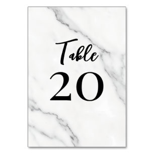 Elegant Marble Black Script Table Number