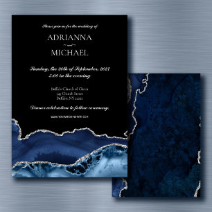Elegant Marble Blue Agate Wedding Invitation