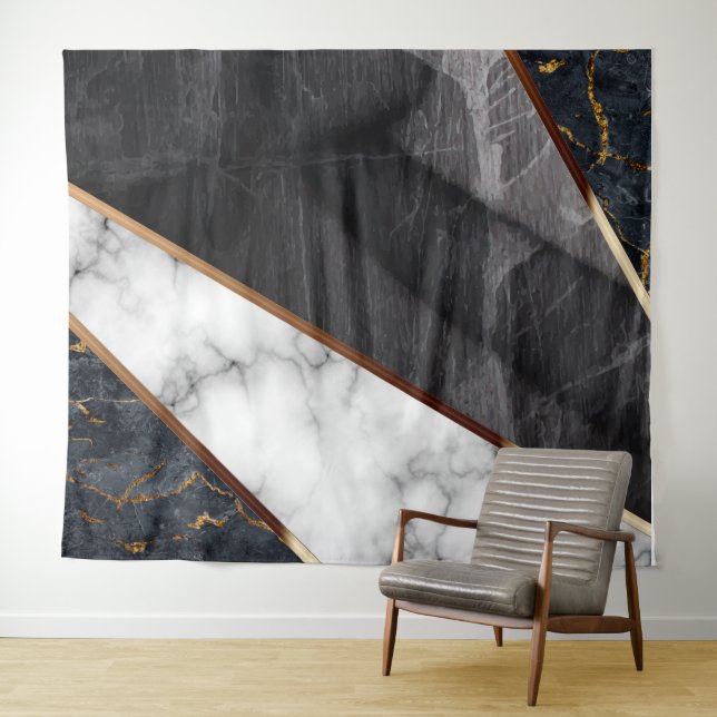 Elegant Marble Collage Pattern  Tapestry (In Situ (Horizontal))