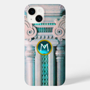 ELEGANT MARBLE COLUMN,PINK BLUE GEM STONE MONOGRAM Case-Mate iPhone 14 CASE