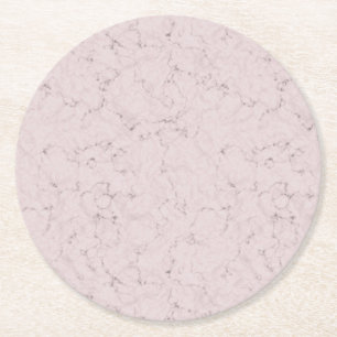 Elegant Marble Design Blush Pink Grey Party Round Paper Coaster