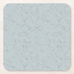 Elegant Marble Design Dusty Blue Grey Party Square Paper Coaster
