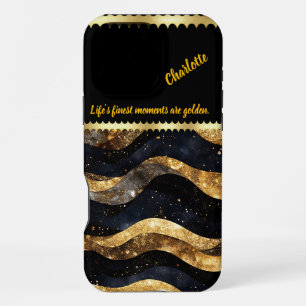 Elegant marble design with gold tones iPhone 16 pro max case