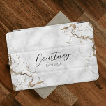 Elegant Marble Faux Gold Glitter Calligraphy Name iPad Mini Cover<br><div class="desc">Elegant iPad mini case with marble and faux gold glitter background and modern calligraphy font for your name or initials. The iPad cover includes space to add your name or monogram, you can even add your logo if you use this tablet case for your business. This modern marble iPad cover...</div>