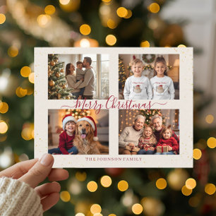 Elegant Marble Four Photo Christmas Card