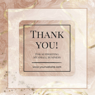 Elegant Marble Glitter Thank You Business Sticker
