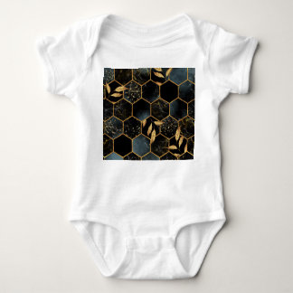 Elegant Marble & Gold: Abstract Hexagon Texture Baby Bodysuit