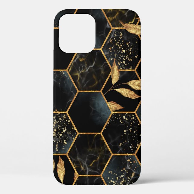 Elegant Marble & Gold: Abstract Hexagon Texture Case-Mate iPhone Case (Back)