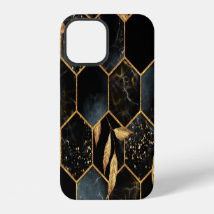 Elegant Marble & Gold: Abstract Hexagon Texture iPhone 12 Case