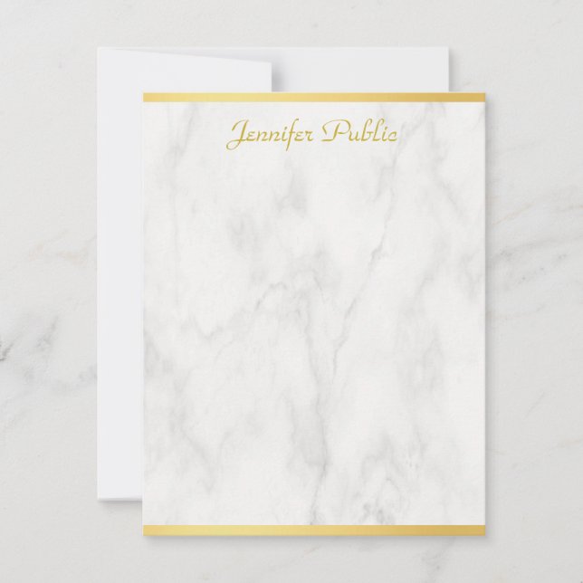Elegant Marble Gold Hand Script Personalised Card (Front)