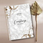 Elegant Marble & Gold Logo Initials Business 2025 Planner<br><div class="desc">Stay organized with this elegant marble and gold background 2025 business planner. Personalize and add your business details, your name and a title year 2025 (or any year). You can insert your logo on the back as well as your business contact details and social media links. The perfect gift to...</div>