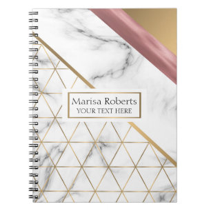 Elegant marble gold rose gold design notebook