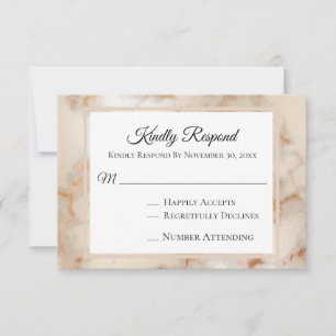~* Elegant Marble Gold Veins AR2 Wedding RSVP Card