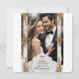 Elegant Marble & Gold Wedding Invitation