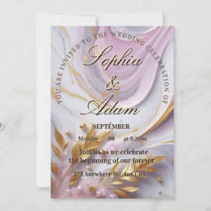 Elegant Marble & Gold Wedding Invitation