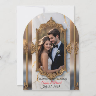 Elegant Marble & Gold Wedding Invitation