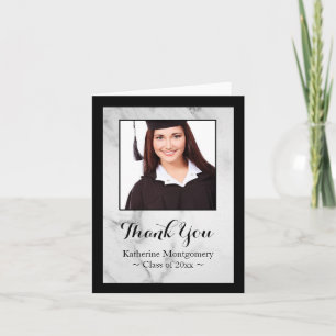 Elegant Marble Graduate Photo Thank You Card
