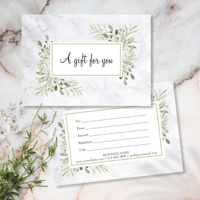 Elegant Marble Greenery Floral Gift Certificate (Elegant Marble Greenery Floral Gift Certificate)