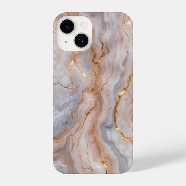Elegant Marble iPhone14 Case with Gold Veins  (Back)