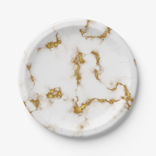 Elegant Marble luxury Gold design Paper Plate