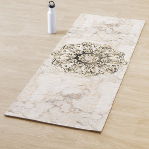Elegant Marble Mandala Yoga Mat