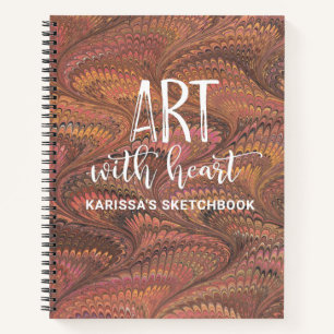 Elegant Marble Monogram Artist Sketchbook Notebook