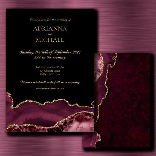 Elegant Marble Pink Agate Wedding Invitation