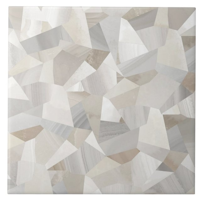 Elegant Marble Polygon Mosaic Pattern Tile (Front)