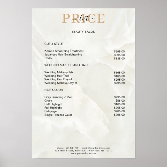 Elegant Marble Price List Poster (Front)