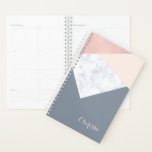elegant marble rose gold grey beige geometric planner<br><div class="desc">Modern and stylish geometric design featuring faux white marble,  rose gold,  grey and beige colour block.</div>