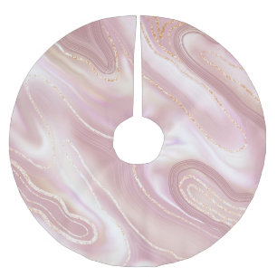 Elegant marble: rose gold texture brushed polyester tree skirt