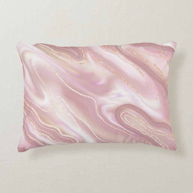 Elegant marble: rose gold texture decorative cushion (Front)