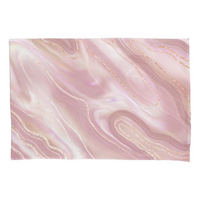 Elegant marble: rose gold texture pillowcase (Front)