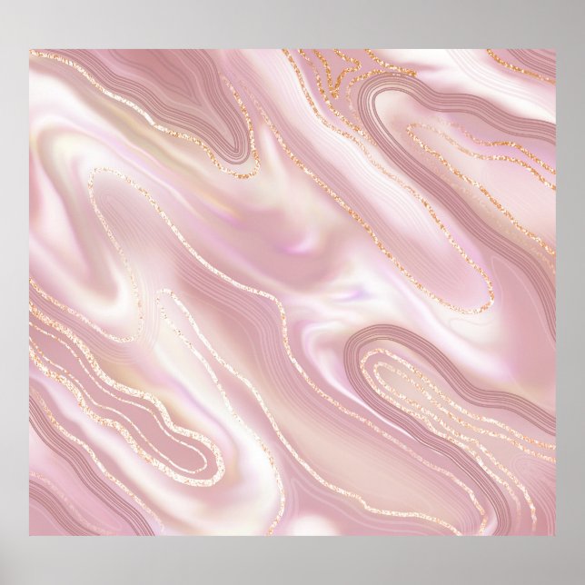 Elegant marble: rose gold texture poster (Front)