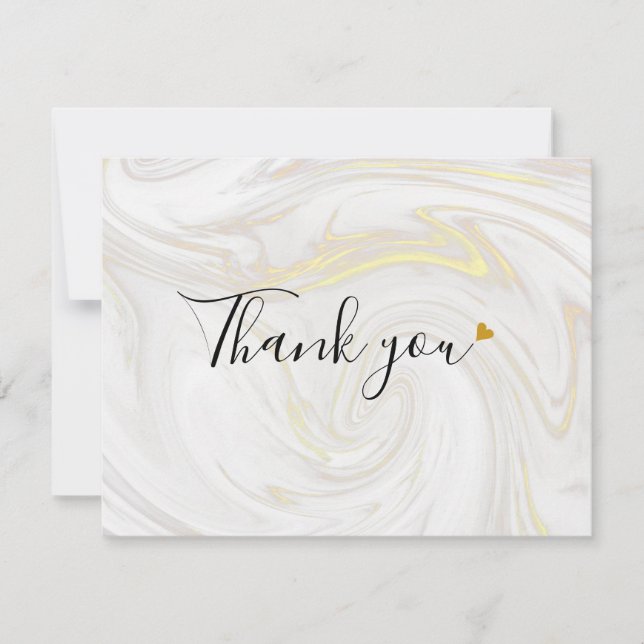 Elegant Marble Script Thank You Card (Front)