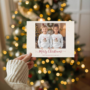 Elegant Marble Single Photo Christmas Card
