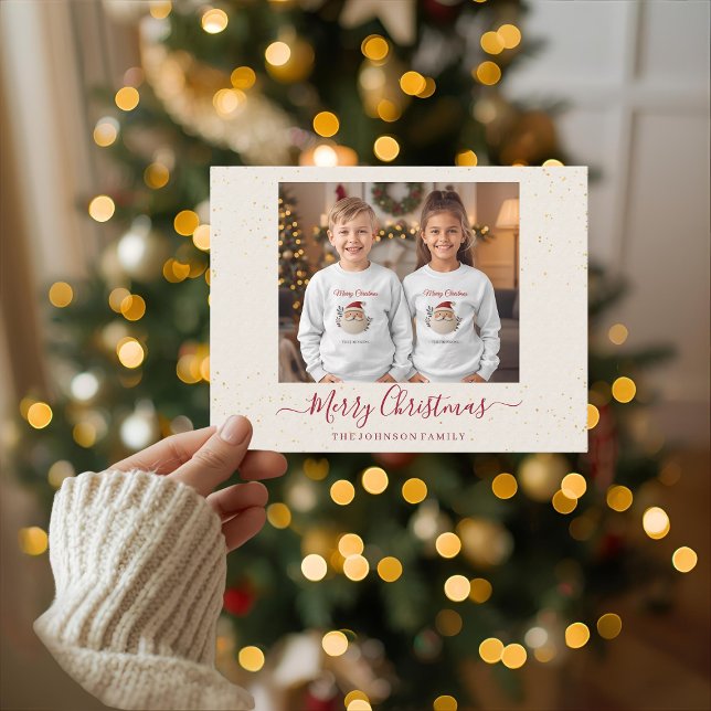 Elegant Marble Single Photo Christmas Card (Creator Uploaded)