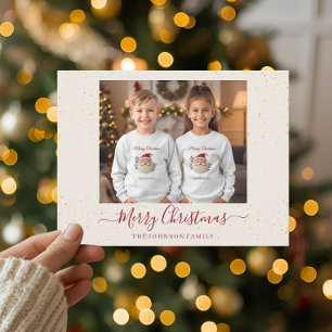 Elegant Marble Single Photo Christmas Card