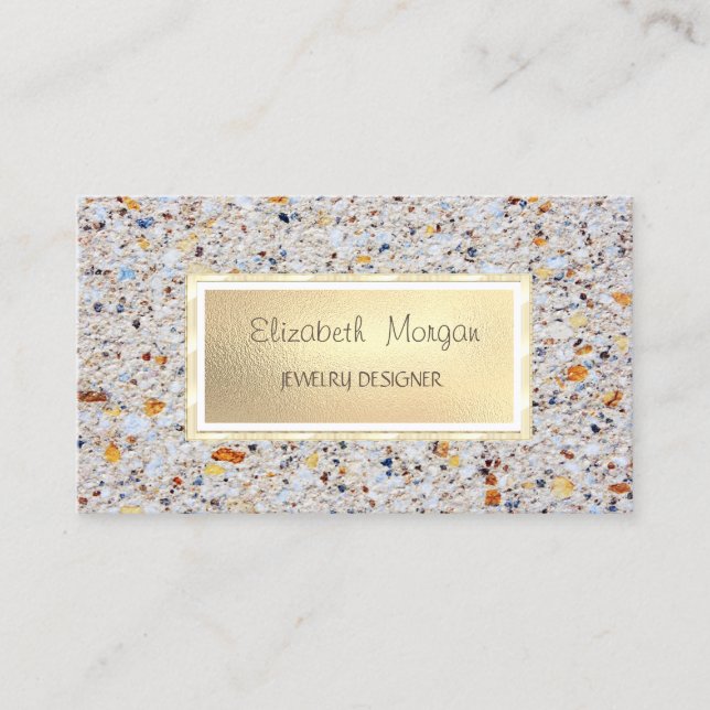 Elegant Marble,Stone  Gold Frame Jewellery Designe Business Card (Front)