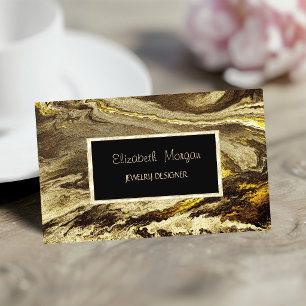 Elegant Marble Stone Gold Frame Jewellery Designer Business Card
